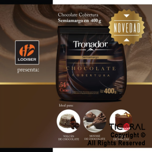 LODISER CHOCOLATE COBERTURA SEMIAMARGO TRONADOR EN PINS X 400GR x 1